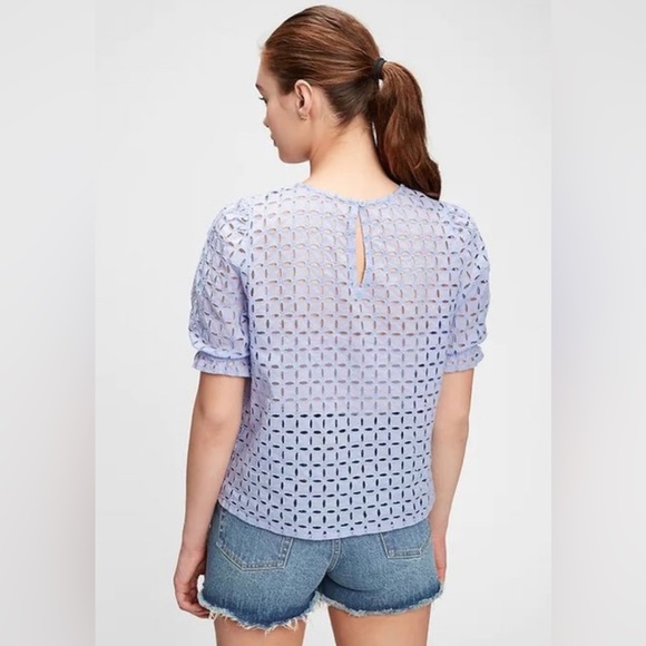Lilac Puff Sleeve Eyelet Top | Gap | Size XXL - Picture 4 of 7